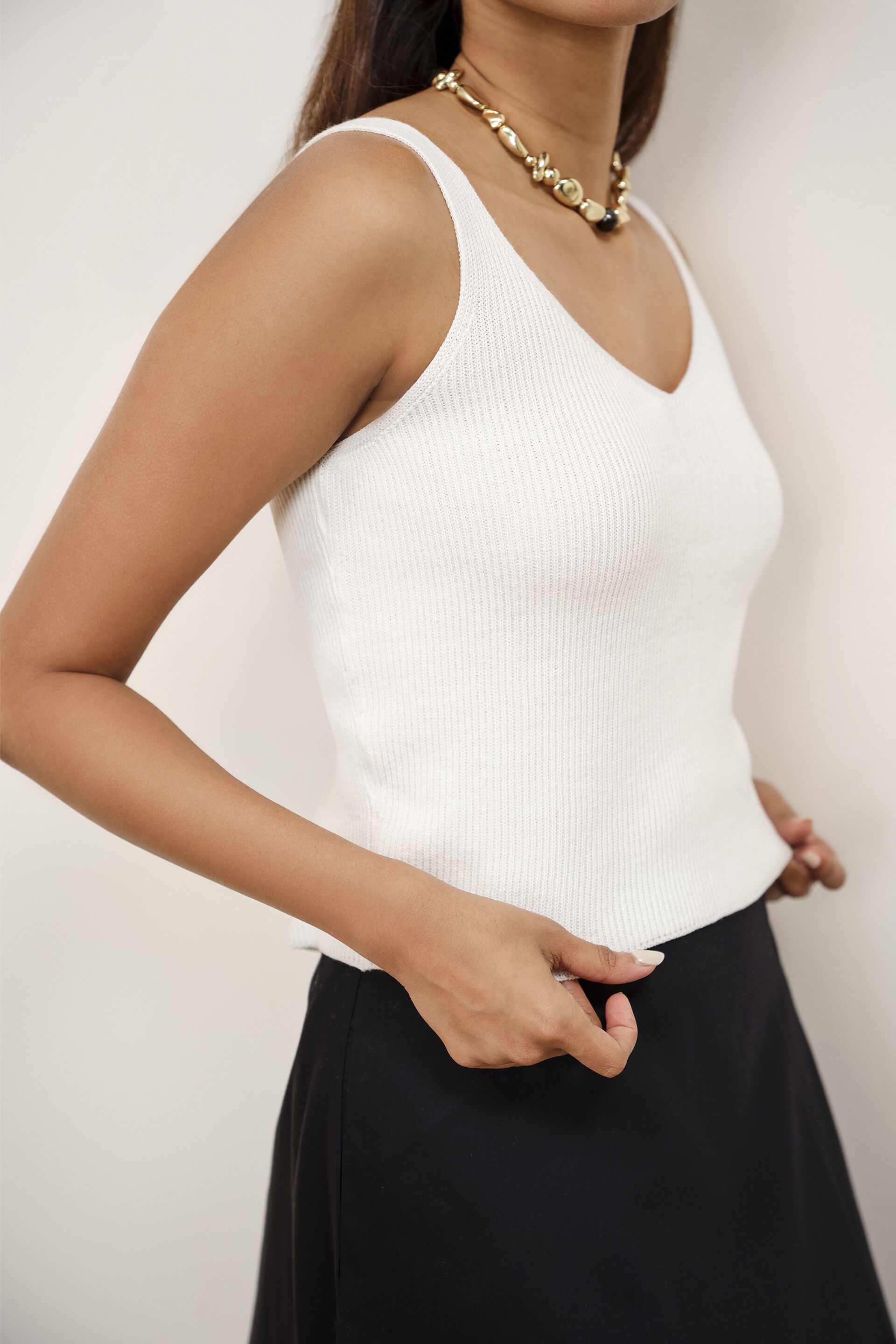 Off-White Knitted Tank Top, Off White, image 4